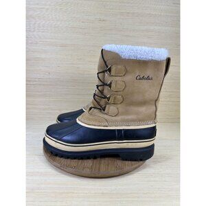 Cabelas Brown Leather Fur Lined Winter Boots Mens Size 10